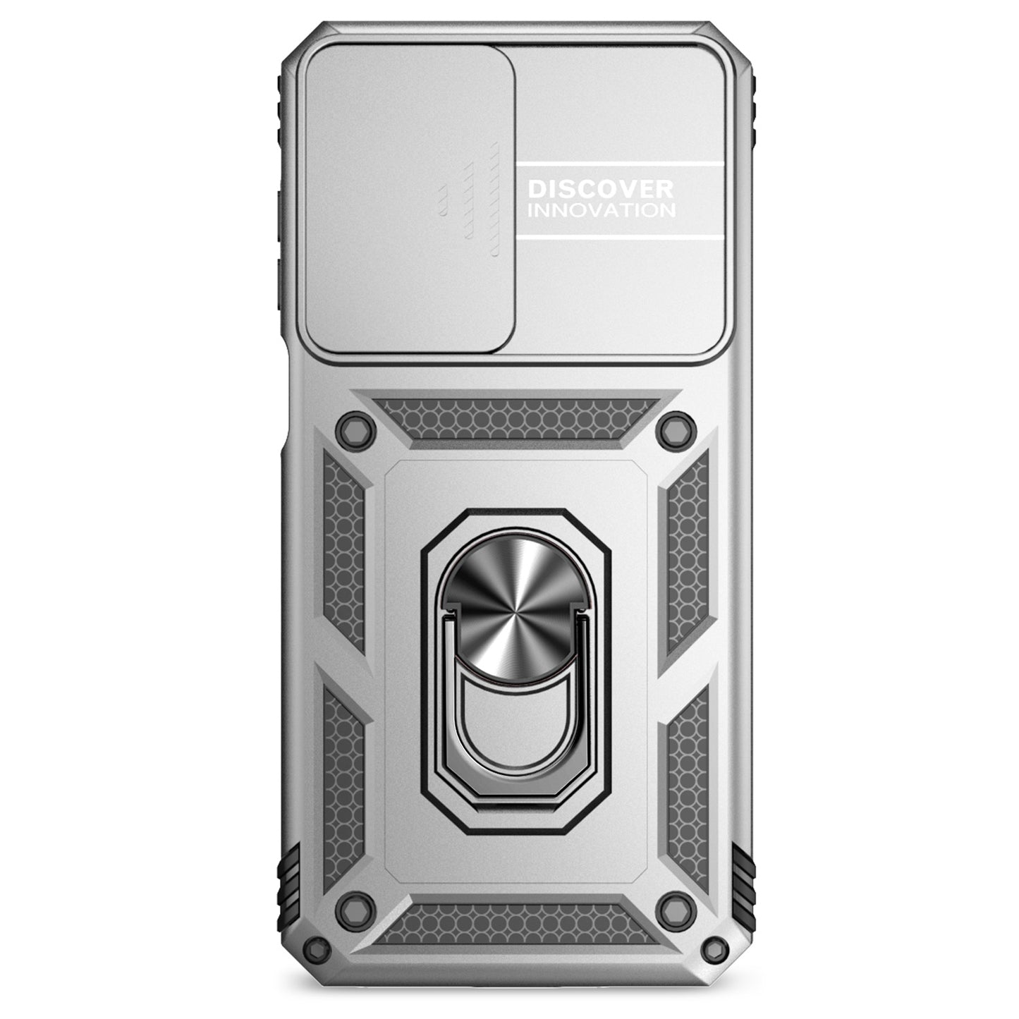 For Samsung Galaxy A16 5G / A16 4G Case PC + TPU Phone Cover Lens Ultimate Protection Kickstand - Silver