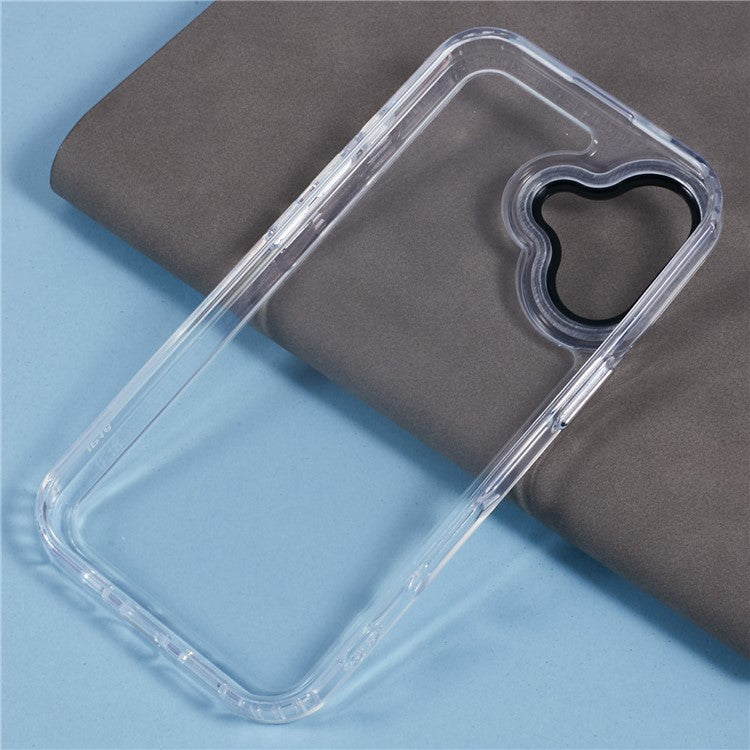 For iPhone 16 Clear Phone Case PC+TPU Hybrid Back Cover - Transparent