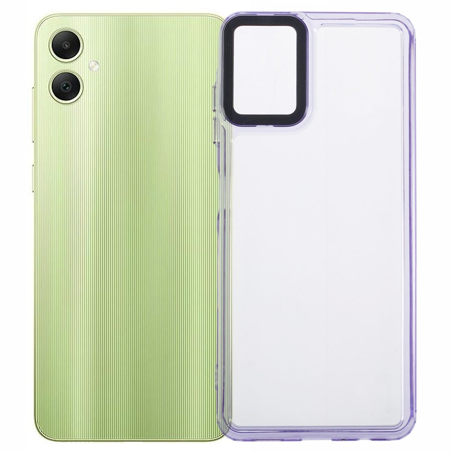 For Samsung Galaxy A06 Clear Phone Case PC+TPU Hybrid Back Cover - Transparent Purple