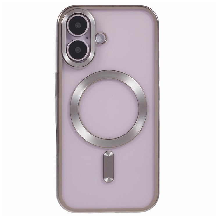 For iPhone 16 Case Matte Electroplating Phone Cover Compatible with MagSafe - Titanium Grey