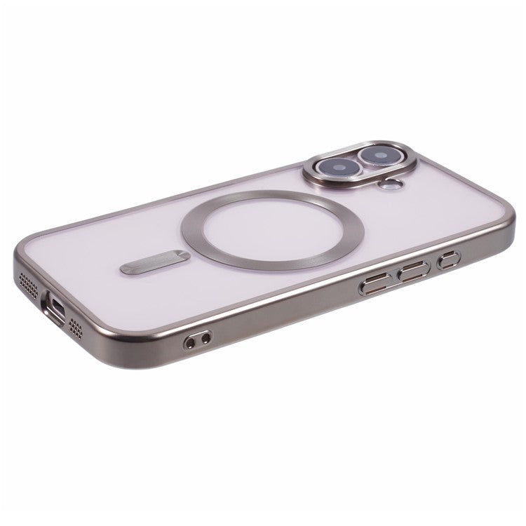 For iPhone 16 Case Matte Electroplating Phone Cover Compatible with MagSafe - Titanium Grey