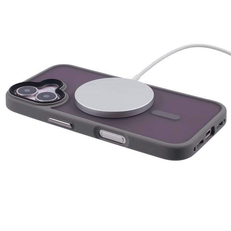 For iPhone 16 Plus Case Compatible with MagSafe TPU+PC Rubberized Finish Phone Cover - Grey