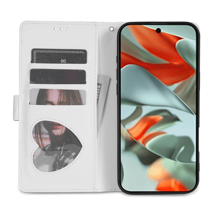 For Google Pixel 9 Pro / Pixel 9 Stand Case Glitter Phone Leather Cover Zipper Pocket - Grey