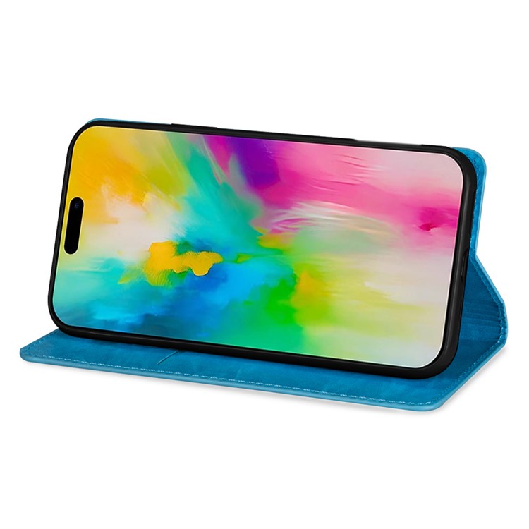 For iPhone 16 Case Glittery PU Leather+TPU Card Slot Phone Cover - Blue