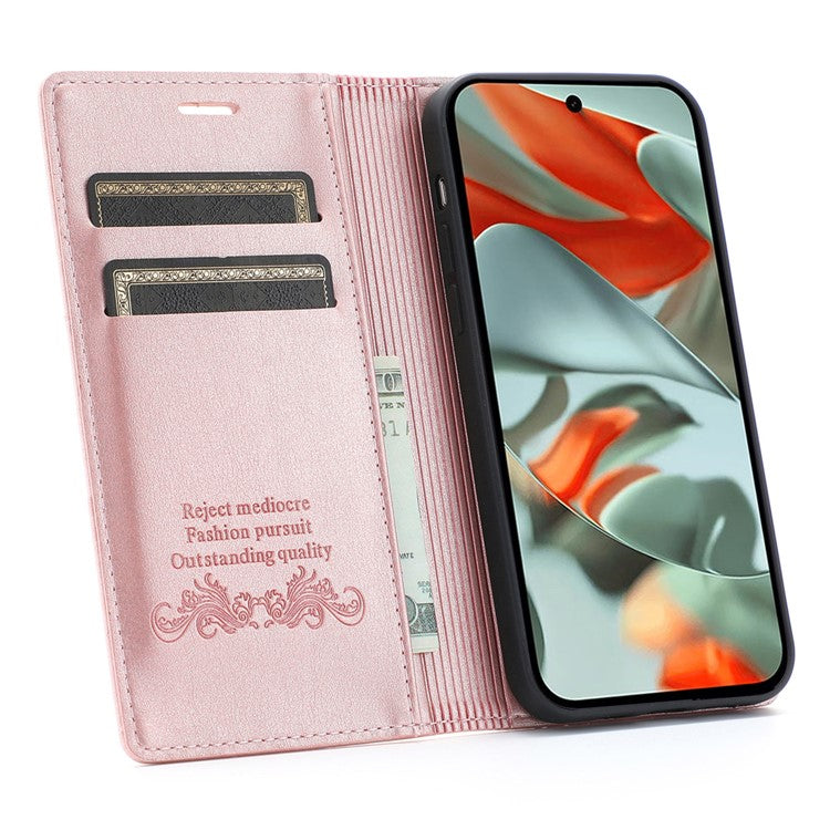 For Google Pixel 9 Pro / Pixel 9 Wallet Case Magnetic Closing Leather Phone Cover - Rose Gold