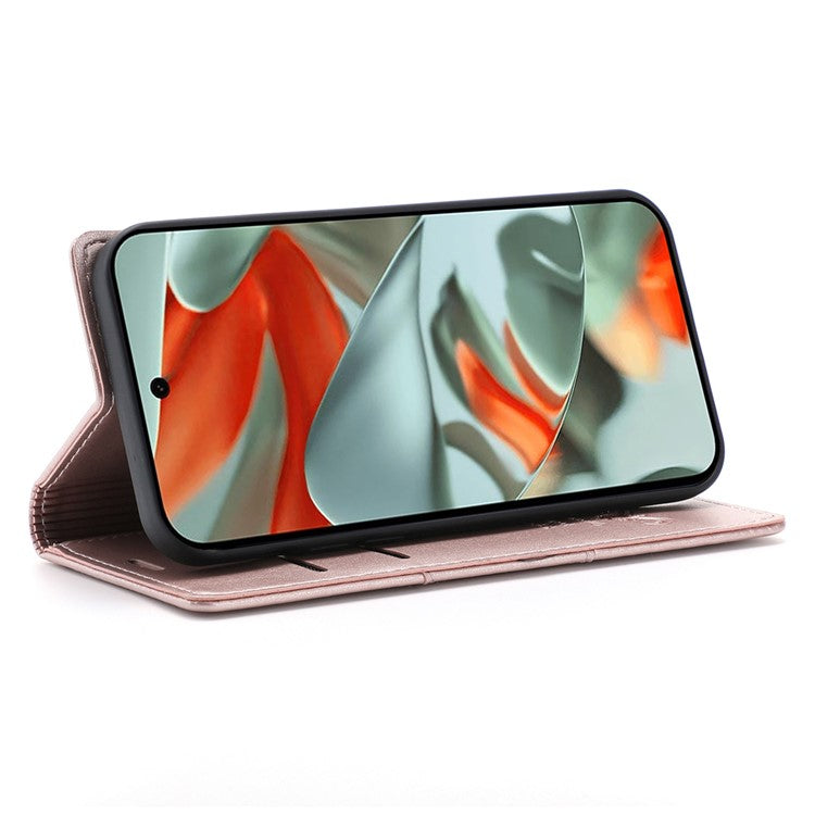 For Google Pixel 9 Pro / Pixel 9 Wallet Case Magnetic Closing Leather Phone Cover - Rose Gold