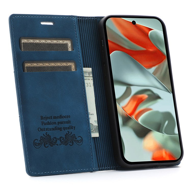 For Google Pixel 9 Pro / Pixel 9 Wallet Case Magnetic Closing Leather Phone Cover - Blue