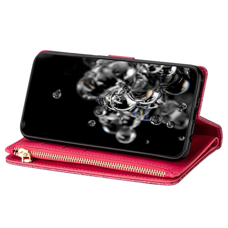 For Google Pixel 9 Pro / Pixel 9 Case Starry Sky Carving Leather Wallet Phone Cover - Rose