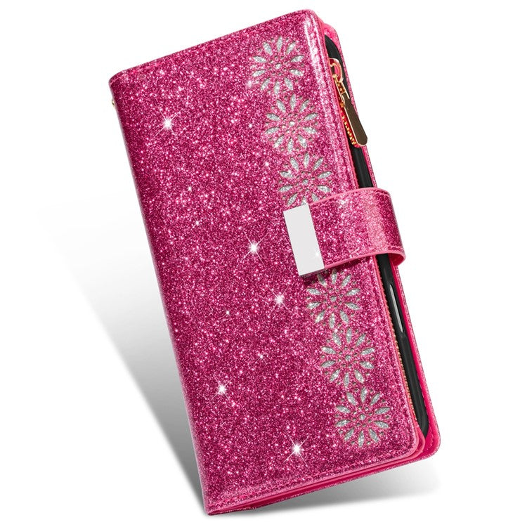 For Google Pixel 9 Pro / Pixel 9 Case Starry Sky Carving Leather Wallet Phone Cover - Rose