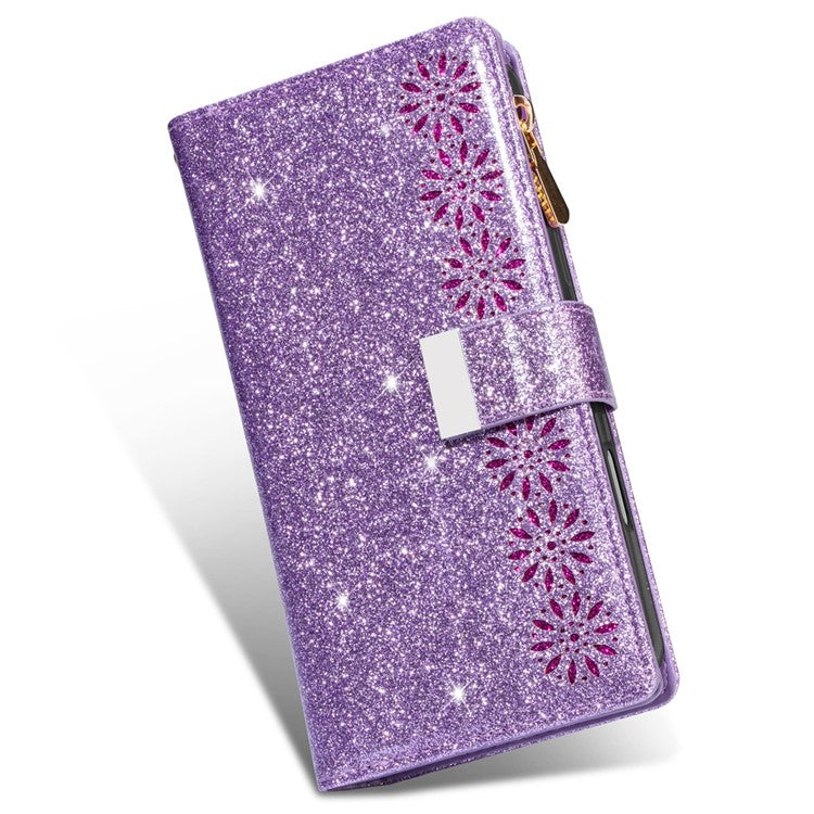 For Google Pixel 9 Pro / Pixel 9 Case Starry Sky Carving Leather Wallet Phone Cover - Purple