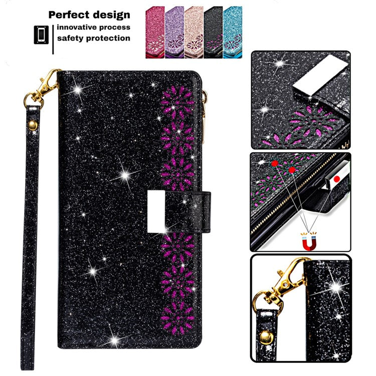 For Google Pixel 9 Pro XL Case Starry Sky Carving Leather Wallet Phone Cover - Black