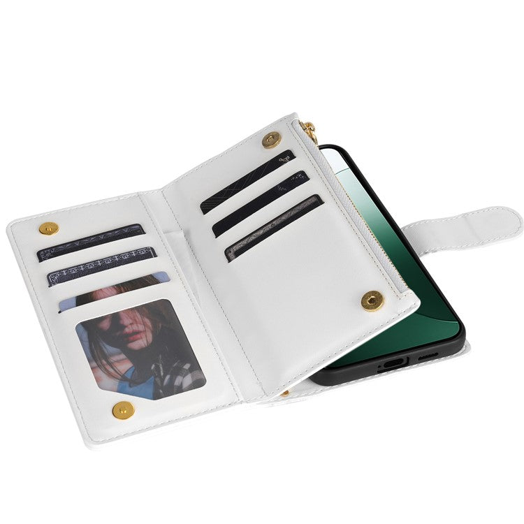 For Google Pixel 9 Pro XL Case Rhombus Stitching Leather Wallet Phone Cover with Long / Short Strap - White