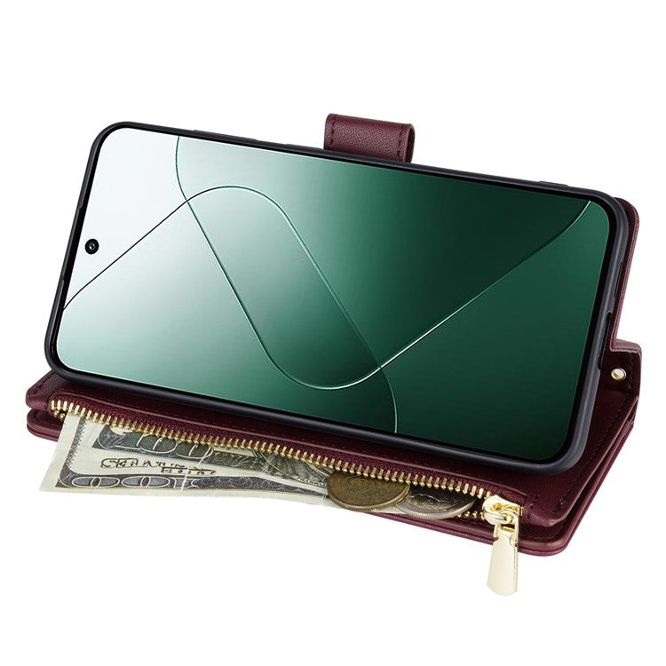 For Google Pixel 9 Pro XL Case Rhombus Stitching Leather Wallet Phone Cover with Long / Short Strap - Wine Red