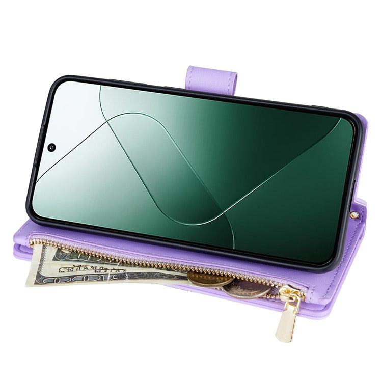 For Google Pixel 9 Pro / Pixel 9 Case Rhombus Stitching Leather Wallet Phone Cover with Long / Short Strap - Light Purple