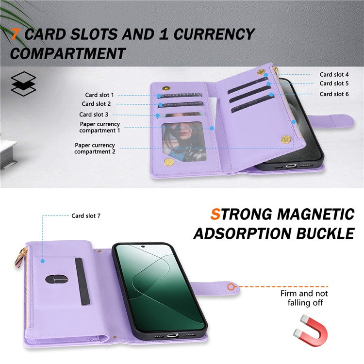 For Google Pixel 9 Pro / Pixel 9 Case Rhombus Stitching Leather Wallet Phone Cover with Long / Short Strap - Light Purple