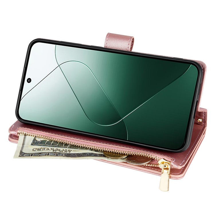 For Google Pixel 9 Pro / Pixel 9 Case Rhombus Stitching Leather Wallet Phone Cover with Long / Short Strap - Rose Gold