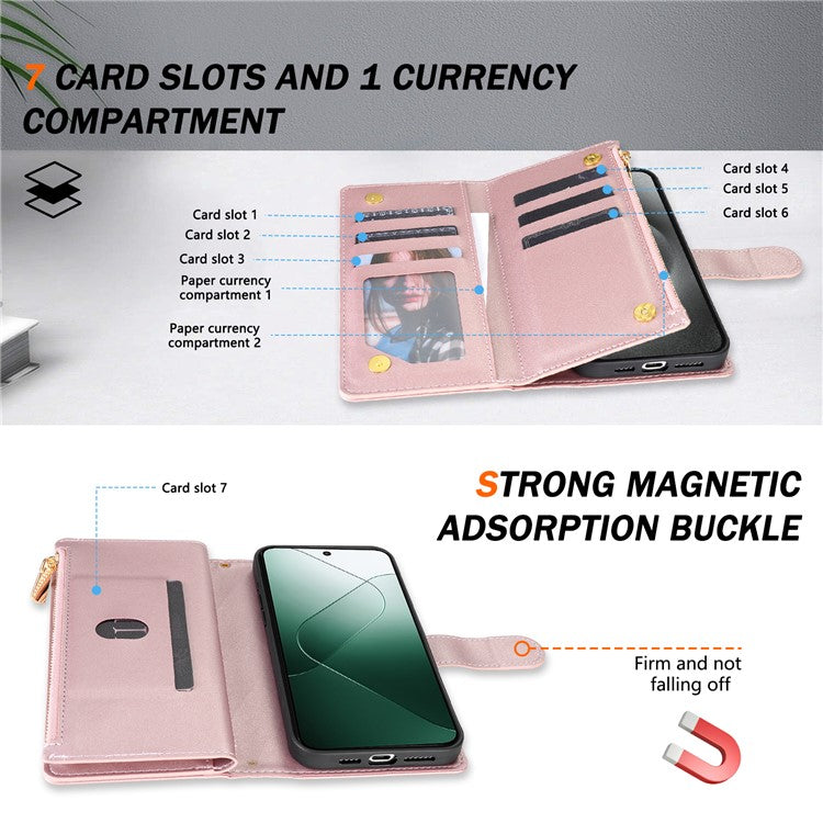 For Google Pixel 9 Pro / Pixel 9 Case Rhombus Stitching Leather Wallet Phone Cover with Long / Short Strap - Rose Gold