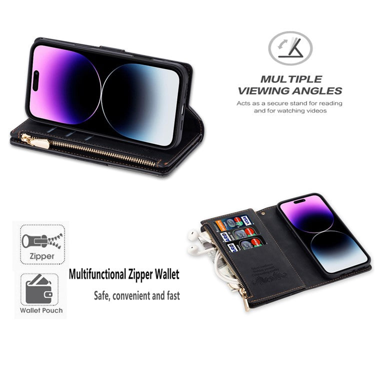 For iPhone 16 Wallet Case Color Splicing Leather Phone Cover with Stand - Black