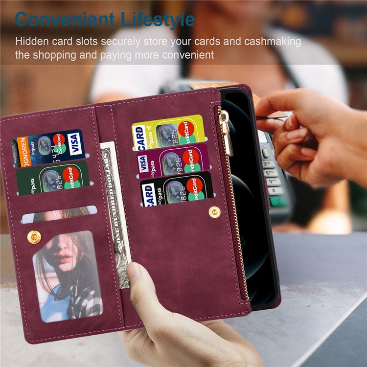 For Google Pixel 9 / 9 Pro Wallet Case Color Splicing Leather Phone Cover with Stand - Red