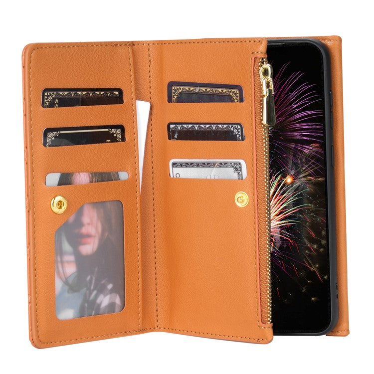 BKS-002 For Google Pixel 9 / 9 Pro Wallet Case PU Leather Stand Phone Cover with Shoulder Strap - Brown