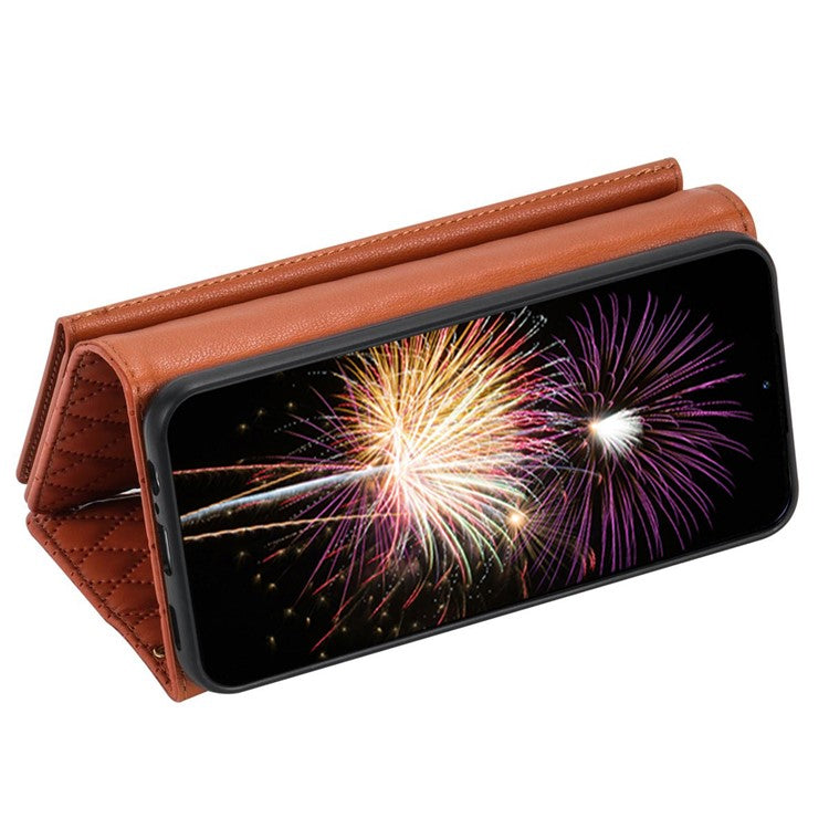 BKS-002 For Google Pixel 9 / 9 Pro Wallet Case PU Leather Stand Phone Cover with Shoulder Strap - Brown