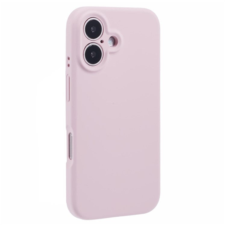 For iPhone 16 Plus Case PC+Liquid Silicone Protective Phone Cover with Microfiber Lining - Pink