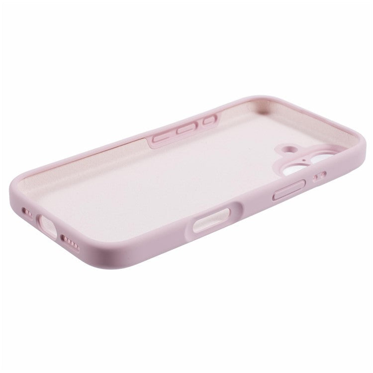 For iPhone 16 Plus Case PC+Liquid Silicone Protective Phone Cover with Microfiber Lining - Pink