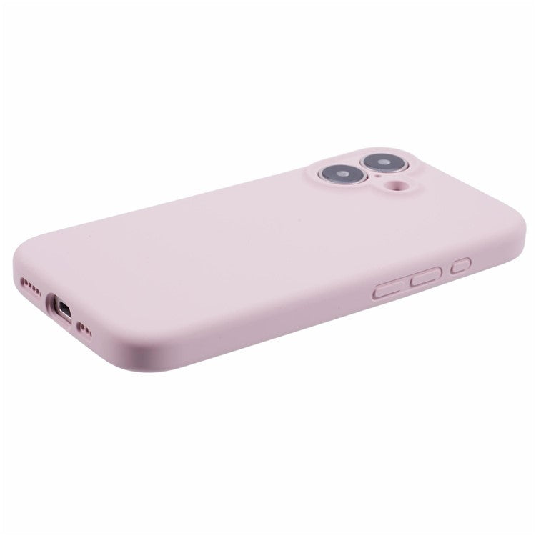 For iPhone 16 Plus Case PC+Liquid Silicone Protective Phone Cover with Microfiber Lining - Pink