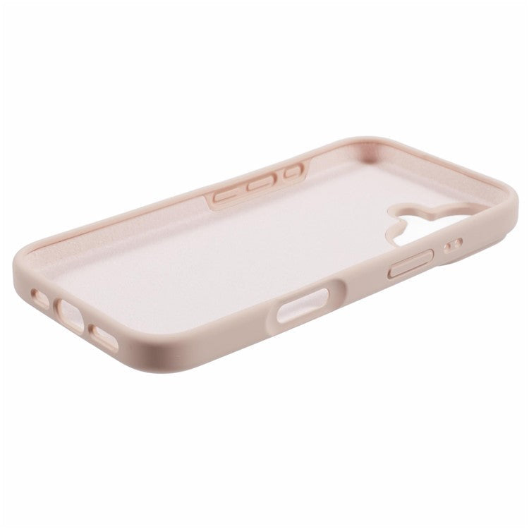 For iPhone 16 Case PC+Liquid Silicone Anti-Scratch Lining Phone Cover - Grey Pink