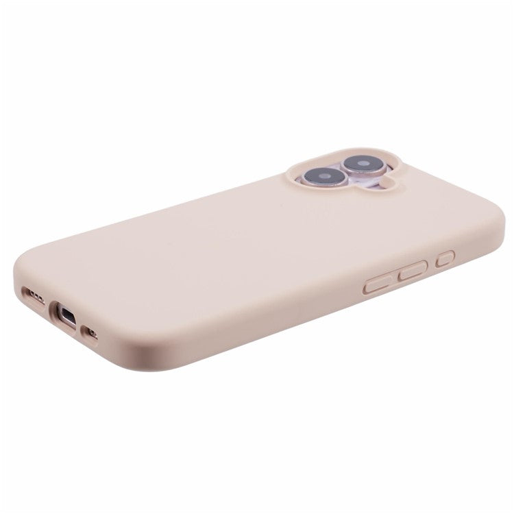 For iPhone 16 Case PC+Liquid Silicone Anti-Scratch Lining Phone Cover - Grey Pink