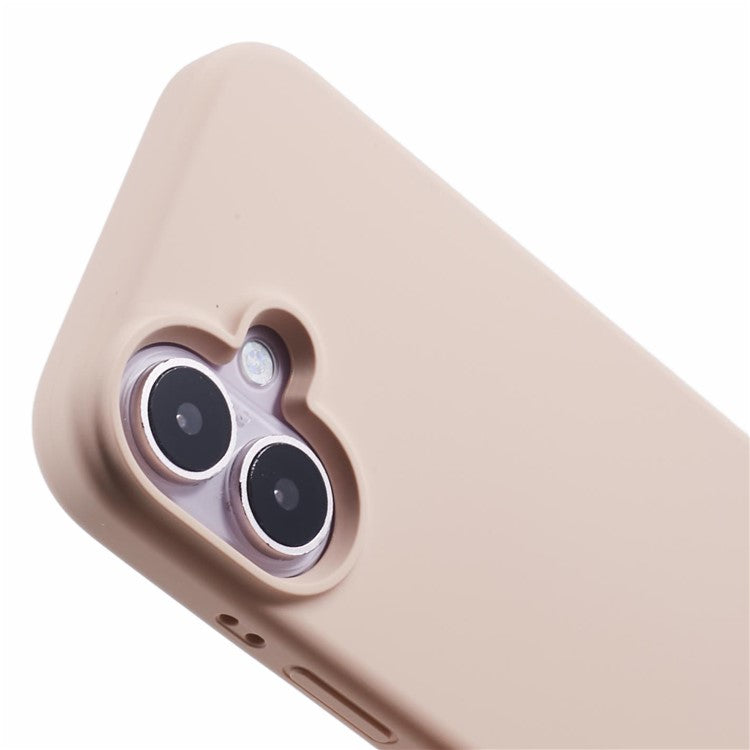 For iPhone 16 Case PC+Liquid Silicone Anti-Scratch Lining Phone Cover - Grey Pink