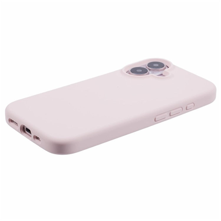 For iPhone 16 Case PC+Liquid Silicone Anti-Scratch Lining Phone Cover - Pink