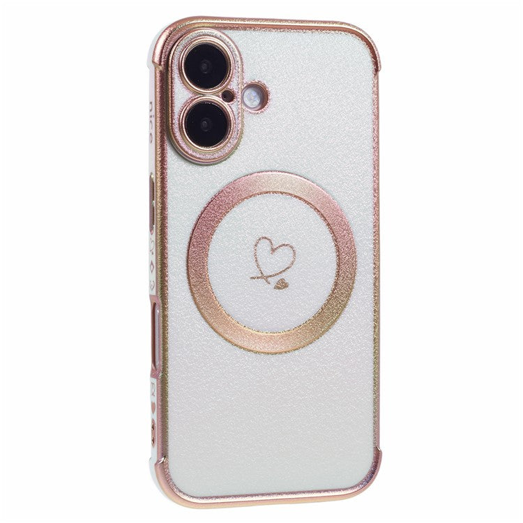 For iPhone 16 Plus Magnetic Case TPU Gradient Electroplated Phone Cover - Colorful White