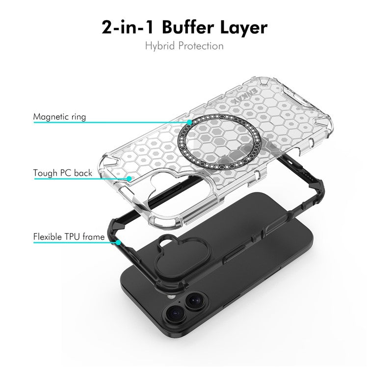 ENKAY HAT PRINCE For iPhone 16 Case Compatible with MagSafe TPU+PC Phone Cover with Screen Film - Red