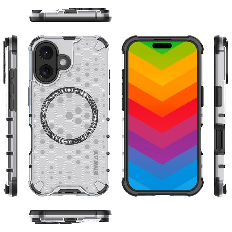 ENKAY HAT PRINCE For iPhone 16 Case Compatible with MagSafe TPU+PC Phone Cover with Screen Film - Red