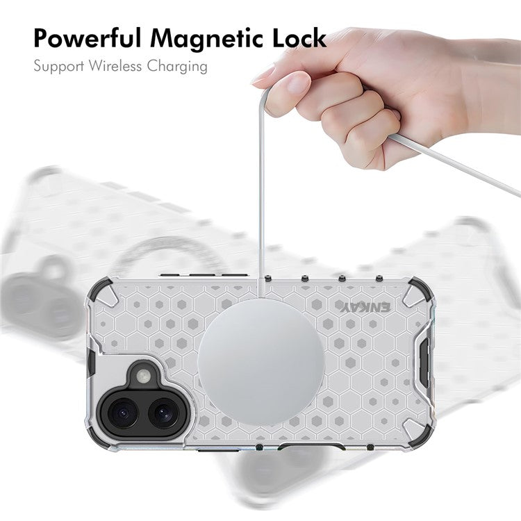ENKAY HAT PRINCE For iPhone 16 Plus Case Compatible with MagSafe TPU+PC Phone Cover with Screen Film - White