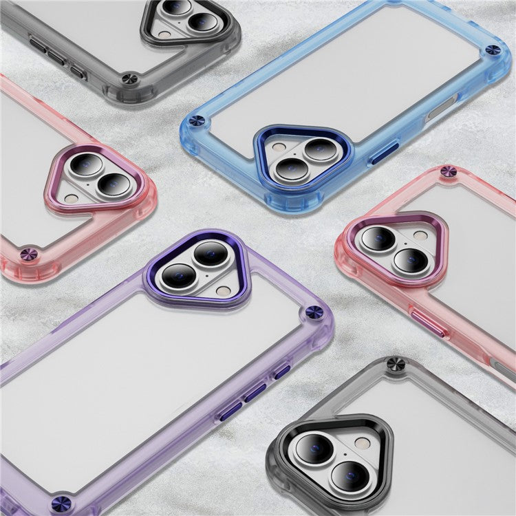 For iPhone 16 Plus Case Anti-drop TPU Frame Clear PC Back Cover - Transparent Black