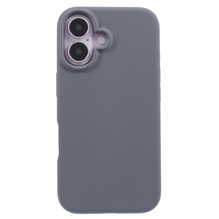 For iPhone 16 Plus Case PC+Liquid Silicone Anti-Scratch Lining Phone Cover - Charcoal Grey