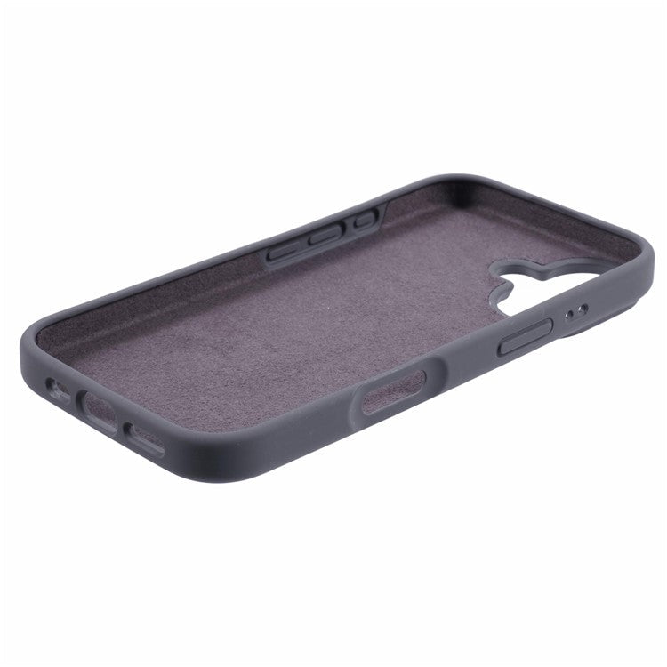 For iPhone 16 Plus Case PC+Liquid Silicone Anti-Scratch Lining Phone Cover - Charcoal Grey