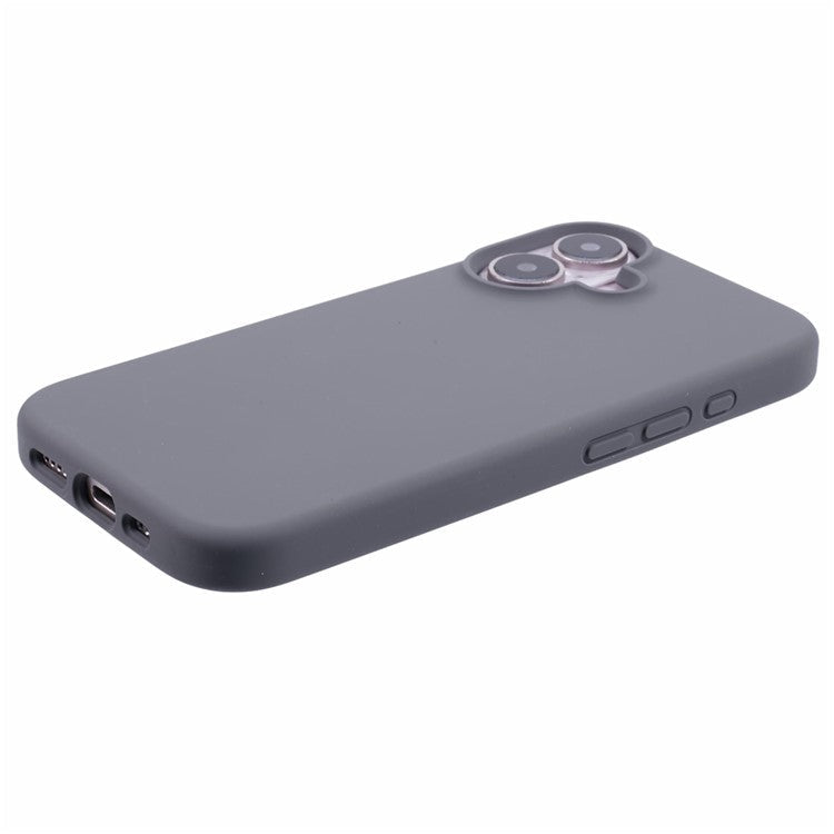 For iPhone 16 Plus Case PC+Liquid Silicone Anti-Scratch Lining Phone Cover - Charcoal Grey