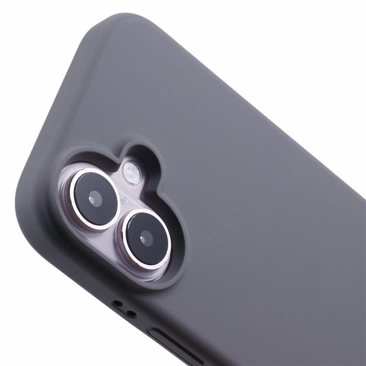 For iPhone 16 Plus Case PC+Liquid Silicone Anti-Scratch Lining Phone Cover - Charcoal Grey
