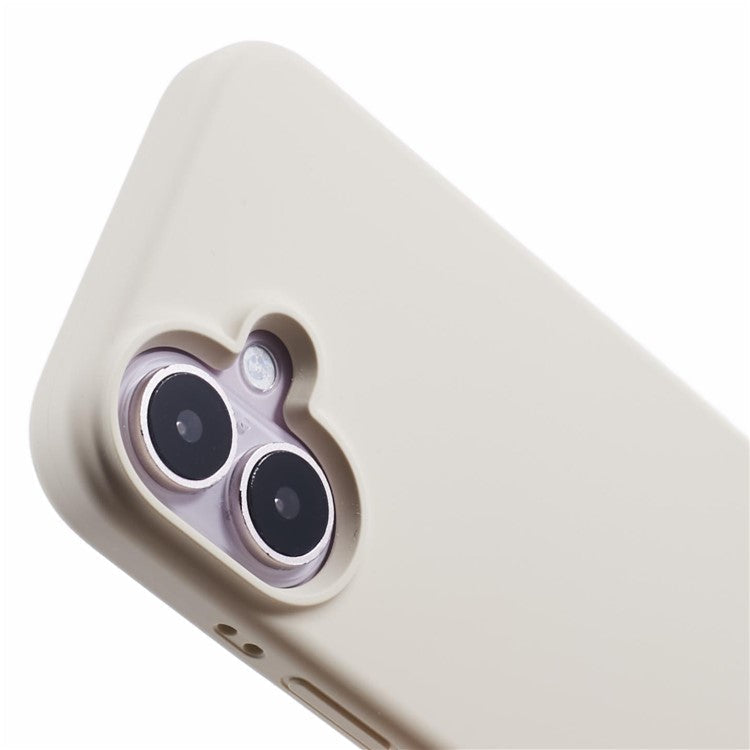 For iPhone 16 Plus Case PC+Liquid Silicone Anti-Scratch Lining Phone Cover - Antique White
