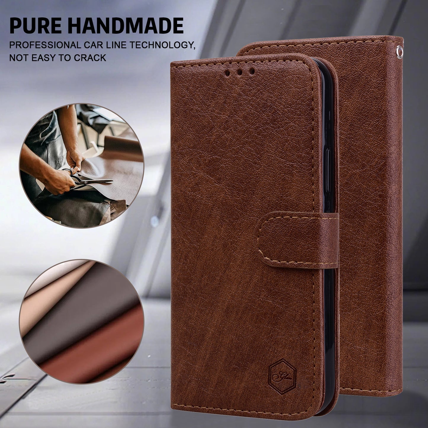 For Samsung Galaxy A16 5G / A16 4G Case Solid Color Leather Folding Stand Wallet Leather Phone Cover - Brown