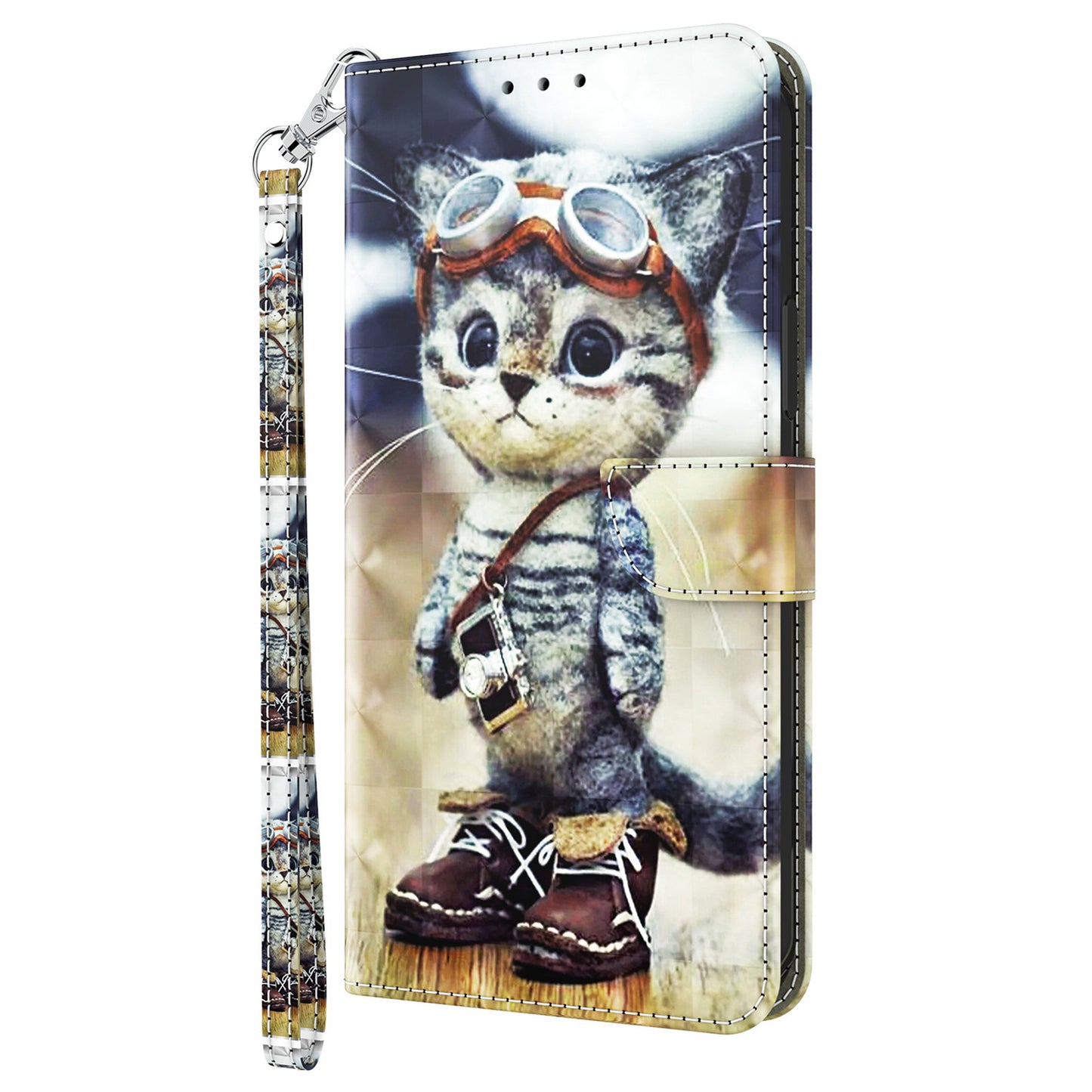 For Samsung Galaxy A16 5G / A16 4G Case Stand Pattern Printing Leather Phone Cover - Standing Cat