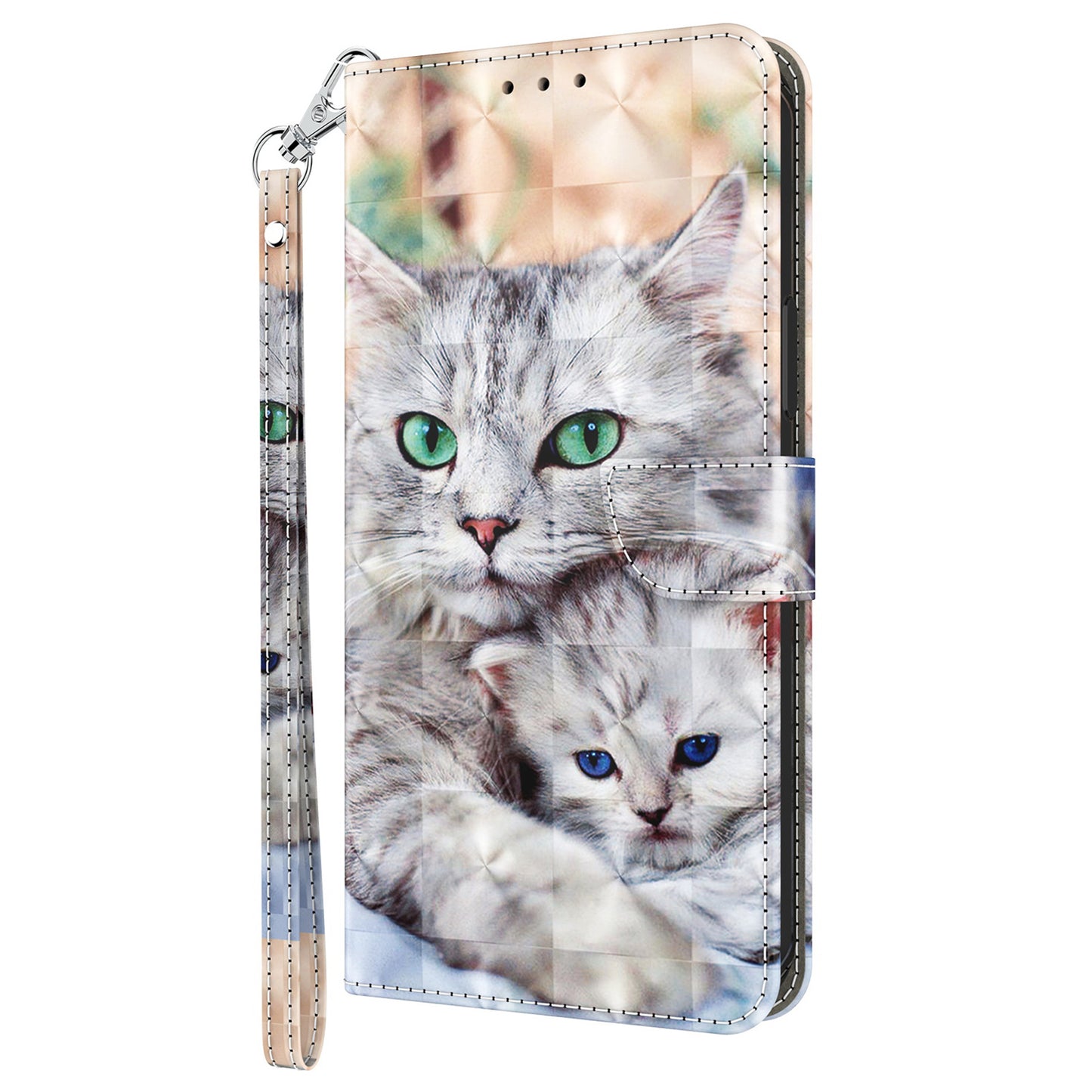 For Samsung Galaxy A16 5G / A16 4G Case Stand Pattern Printing Leather Phone Cover - Two Cats