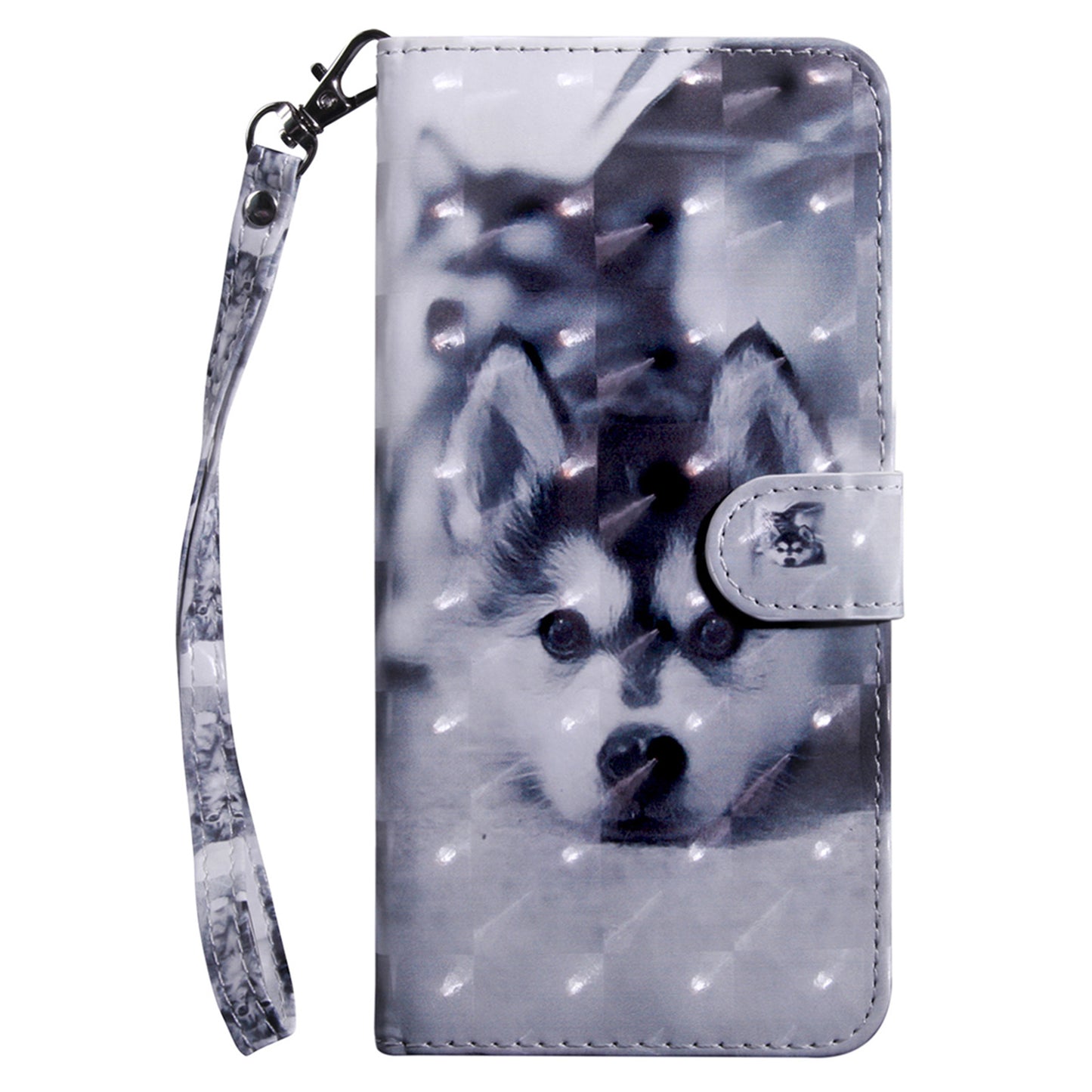 For Samsung Galaxy A16 5G / A16 4G Case Stand Pattern Printing Leather Phone Cover - Husky