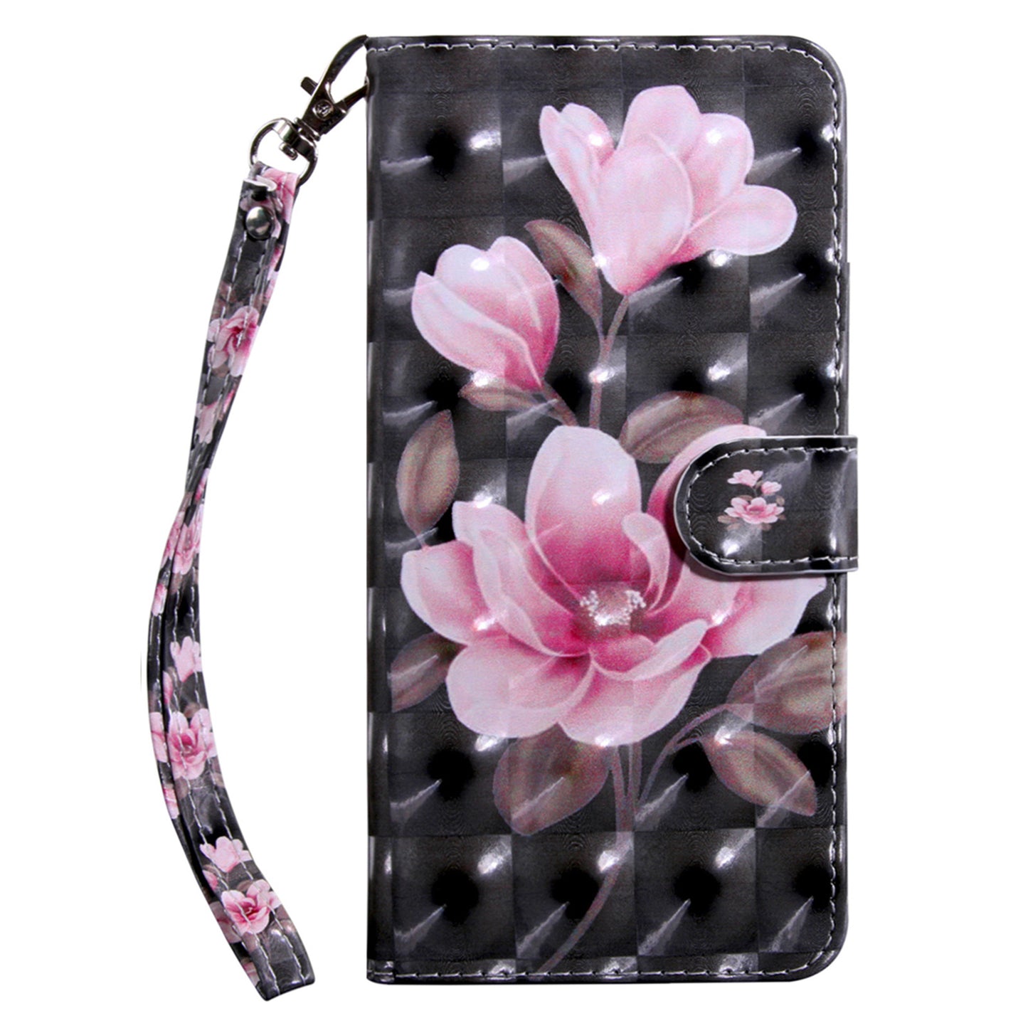 For Samsung Galaxy A16 5G / A16 4G Case Stand Pattern Printing Leather Phone Cover - Pink Flower