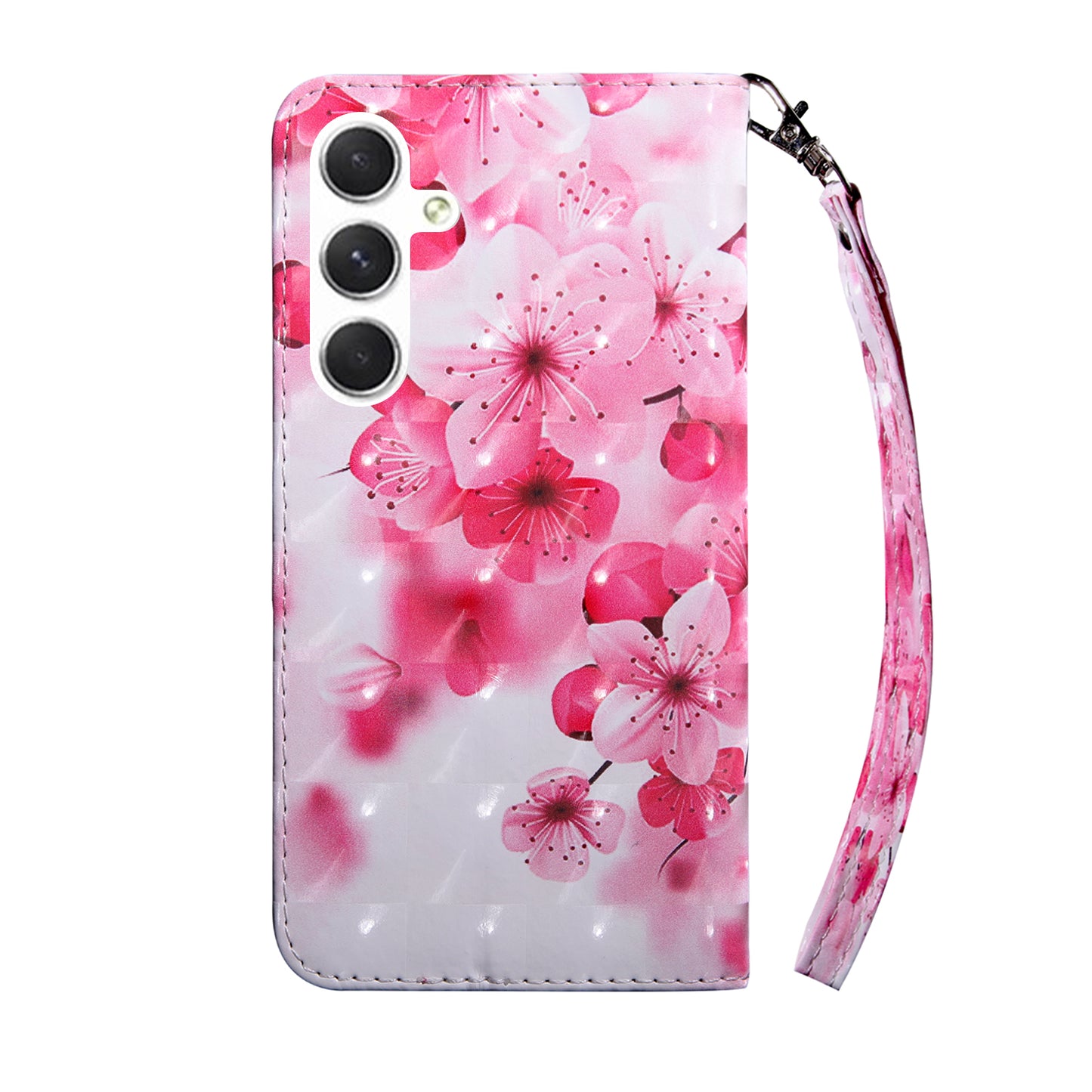 For Samsung Galaxy A16 5G / A16 4G Case Stand Pattern Printing Leather Phone Cover -  Red Flower