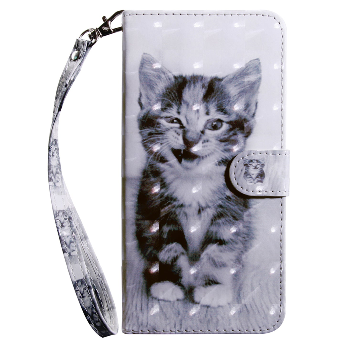 For Samsung Galaxy A16 5G / A16 4G Case Stand Pattern Printing Leather Phone Cover - Cat