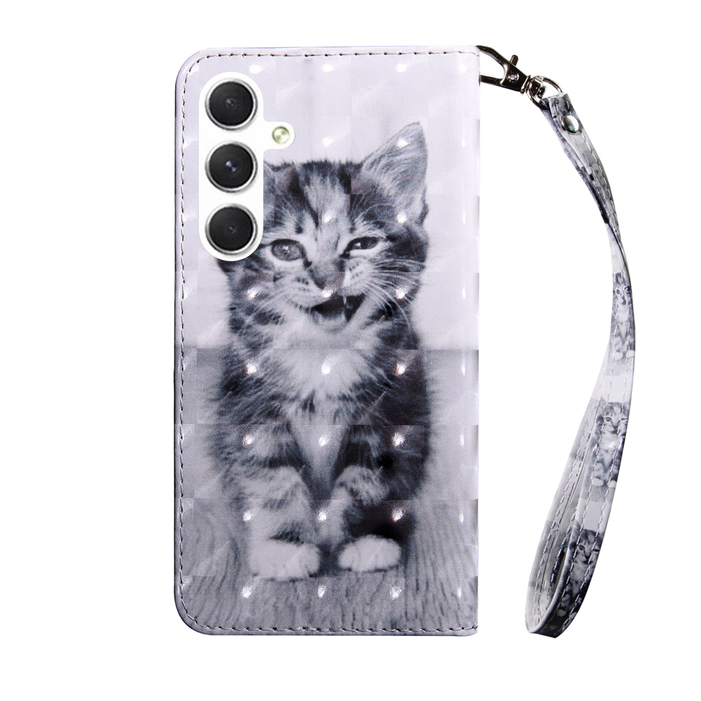 For Samsung Galaxy A16 5G / A16 4G Case Stand Pattern Printing Leather Phone Cover - Cat